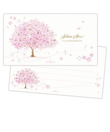 ホールマーク（Hallmark）　桜柄一筆箋　サクラミュージック　ヨコ罫　1柄14枚