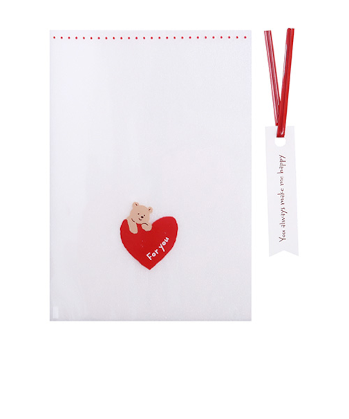 【バレンタイン】　インディゴ　VP984　シースルーバッグ　S　ハートベア　レッド　10枚入