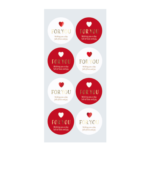 【バレンタイン】　包む　シール　ルミナスハート　VW002　8片入