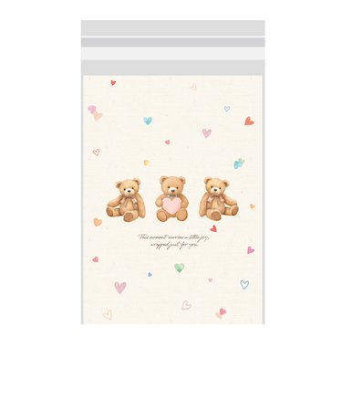 【バレンタイン】　包む　ノリ付クリアBAG　テディベア100　VV005　10枚入