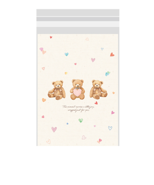 【バレンタイン】　包む　ノリ付クリアBAG　テディベア100　VV005　10枚入