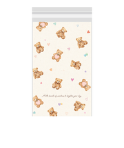 【バレンタイン】　包む　ノリ付クリアBAG　テディベア120　VV001　10枚入