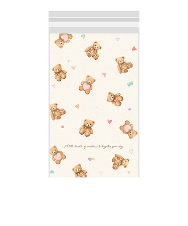 【バレンタイン】　包む　ノリ付クリアBAG　テディベア120　VV001　10枚入