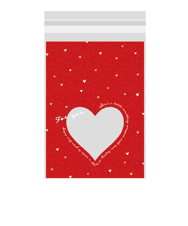 【バレンタイン】　包む　ノリ付クリアBAG　フレアハート100　VV006　10枚入