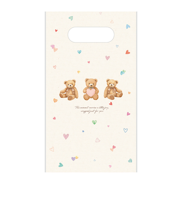 【バレンタイン】　包む　小判抜きビニールBAG　底マチ付き　VV015　テディベア　10枚入