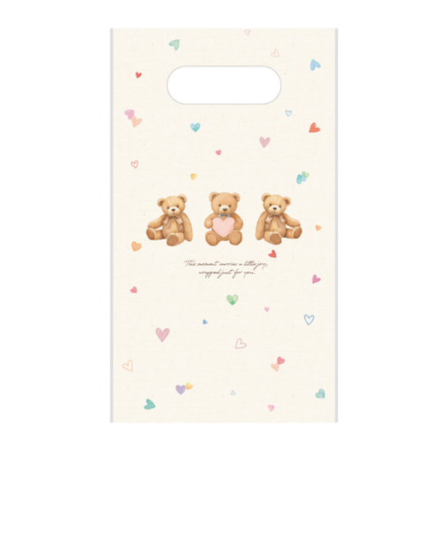 【バレンタイン】　包む　小判抜きビニールBAG　底マチ付き　VV015　テディベア　10枚入