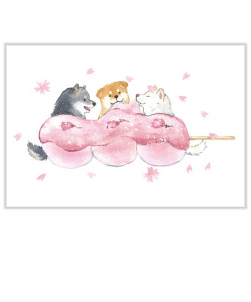 アクティブコーポレーション　春・しばいぬと春ポストカード　PPA－254h　桜団子