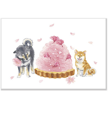 アクティブコーポレーション　春・しばいぬと春ポストカード　PPA－249h　さくらモンブラン