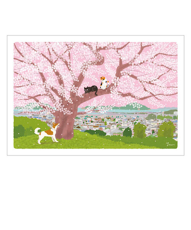 アクティブコーポレーション　春・たびねこポストカード　PPA－259h　丘の上の桜