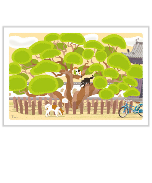 アクティブコーポレーション　春・たびねこポストカード　PPA－263h　まんまるの木