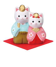 薬師窯　錦彩睦ねこ雛　2650