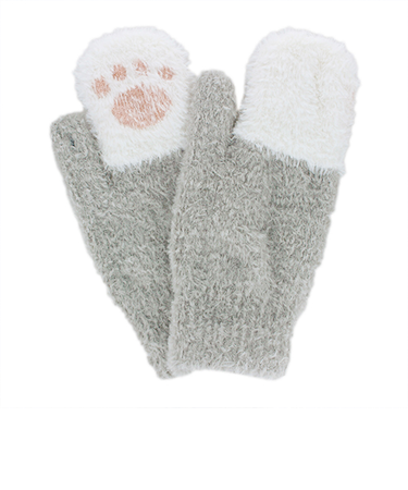 ユビデル　ツートン肉球ミトン　3121YB410　グレー