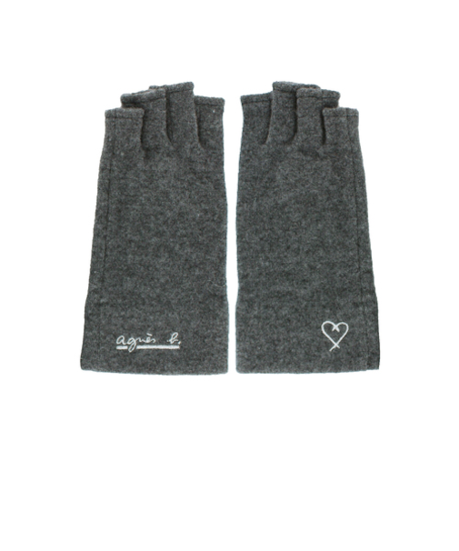 アニエスベー（agnes　b.）　ハート指手袋　4131AB348　グレー