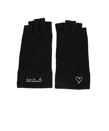 アニエスベー（agnes　b.）　ハート指手袋　4131AB348　ブラック