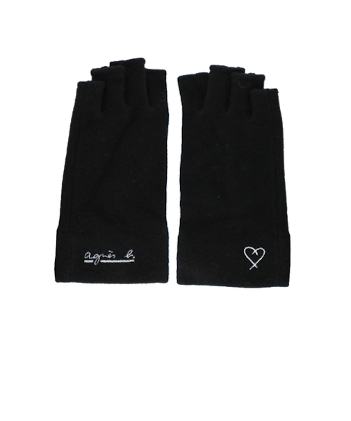 アニエスベー（agnes　b.）　ハート指手袋　4131AB348　ブラック