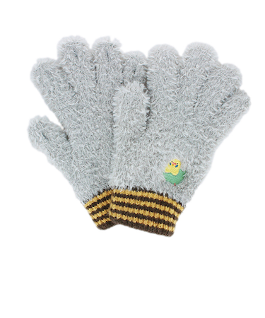ユビデル　小鳥刺繍手袋　4121YB238　グレー