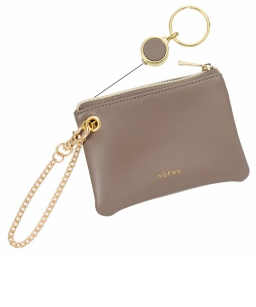 ノフェス（nofes）　リール付キー＆パスポーチ　モカブラウン