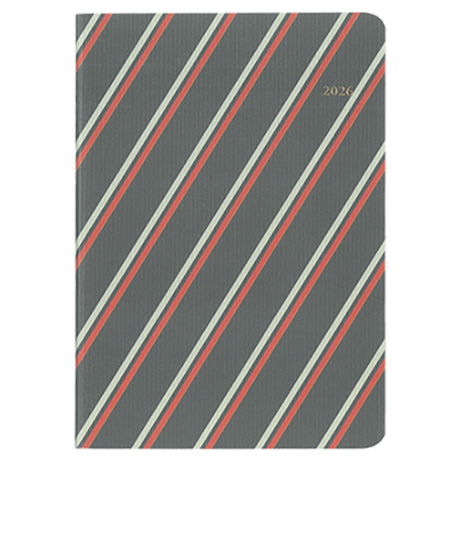 【2026年3月始まり】　ダイゴー　MILL　ストライプ　A6　マンスリーブロック　E9619　グレー　月曜始まり