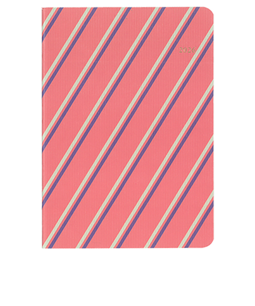 【2026年3月始まり】　ダイゴー　MILL　ストライプ　A6　マンスリーブロック　E9618　ピンク　月曜始まり