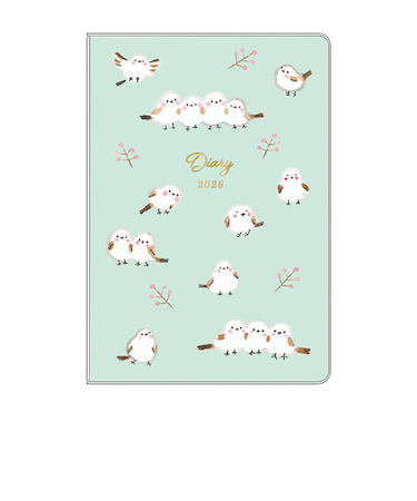 【2026年2月始まり】　リュリュ（RYU-RYU）　スケジュール帳　A6　マンスリーブロック　SDK2606　シマエナガ　日曜始まり