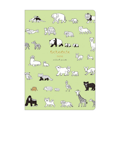 【2026年2月始まり】　リュリュ（RYU-RYU）　スケジュール帳　アニマルパレード　B6　マンスリーブロック　SDNS2605　オールアニマル　月曜始まり