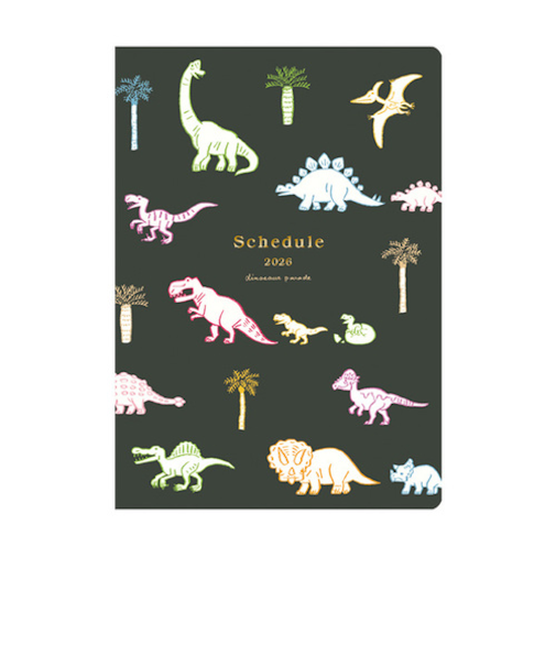 【2026年2月始まり】　リュリュ（RYU-RYU）　スケジュール帳　アニマルパレード　B6　マンスリーブロック　SDNS2606　ダイナソー　月曜始まり