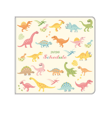 【2026年2月始まり】　リュリュ（RYU-RYU）　ミニサイズスケジュール帳　定形外　マンスリーブロック　SDQ2602　ダイナソー　日曜始まり