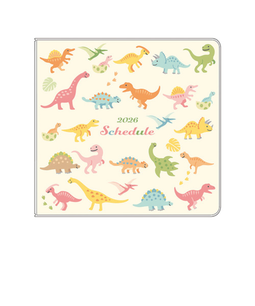 【2026年2月始まり】　リュリュ（RYU-RYU）　ミニサイズスケジュール帳　定形外　マンスリーブロック　SDQ2602　ダイナソー　日曜始まり