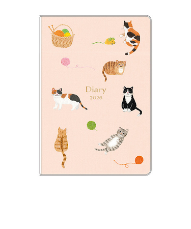 【2026年2月始まり】　リュリュ（RYU-RYU）　スケジュール帳　A6　マンスリーブロック　SDK2605　6匹の猫　日曜始まり