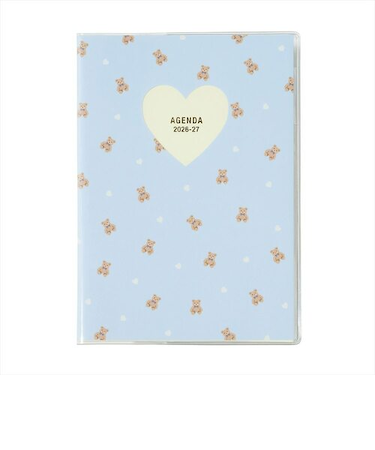 【2026年3月始まり】　マークス（MARK'S）　ホール・ハート・テディベア　B6　マンスリーブロック　26SDR-CM02-BL　ブルー　月曜始まり