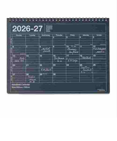 【2026年4月始まり】　マークス（MARK'S）　ノートブックカレンダー　Ｍ　マンスリーブロック　26SDR-NB1-LBK　ラメブラック　月曜始まり