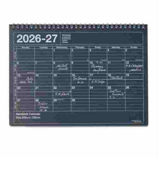 【2026年4月始まり】　マークス（MARK'S）　ノートブックカレンダー　Ｍ　マンスリーブロック　26SDR-NB1-LBK　ラメブラック　月曜始まり