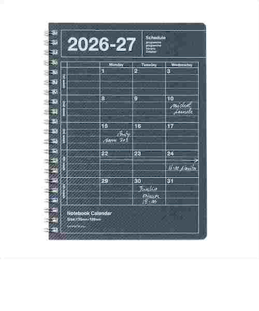 【2026年4月始まり】　マークス（MARK'S）　ノートブックカレンダー　Ｓ　縦型　マンスリーブロック　26SDR-NB11-BK　ブラック　月曜始まり