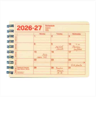 【2026年4月始まり】　マークス（MARK'S）　ノートブックカレンダー　XS　マンスリーブロック　26SDR-NB14-IV　アイボリー　月曜始まり