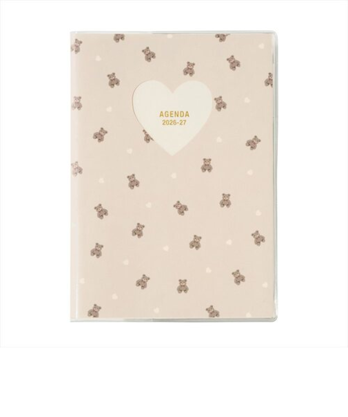 【2026年3月始まり】　マークス（MARK'S）　ホール・ハート・テディベア　B6　マンスリーブロック　26SDR-CM02-BE　ベージュ　月曜始まり