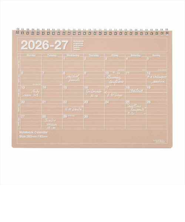 【2026年4月始まり】　マークス（MARK'S）　ノートブックカレンダー　Ｍ　マンスリーブロック　26SDR-NB1-BR　ブラウン　月曜始まり