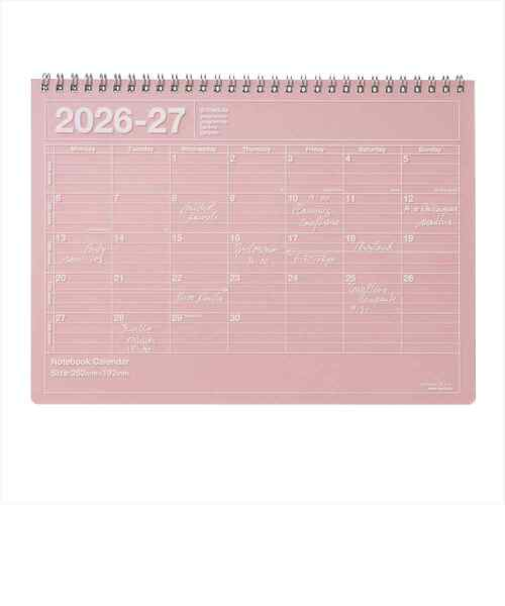 【2026年4月始まり】　マークス（MARK'S）　ノートブックカレンダー　Ｍ　マンスリーブロック　26SDR-NB1-PK　ピンク　月曜始まり