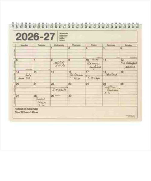 【2026年4月始まり】　マークス（MARK'S）　ノートブックカレンダー　Ｍ　マンスリーブロック　26SDR-NB1-IV　アイボリー　月曜始まり