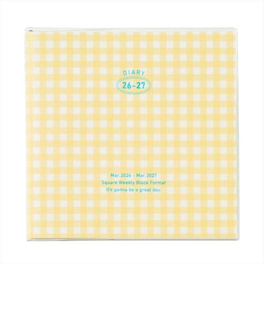 【2026年3月始まり】　マークス（MARK'S）　ギンガムチェック　Square148　ウィークリーブロック　26SDR-SB02-YE　イエロー　月曜始まり