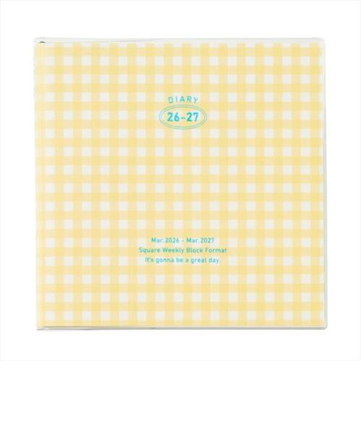 【2026年3月始まり】　マークス（MARK'S）　ギンガムチェック　Square148　ウィークリーブロック　26SDR-SB02-YE　イエロー　月曜始まり