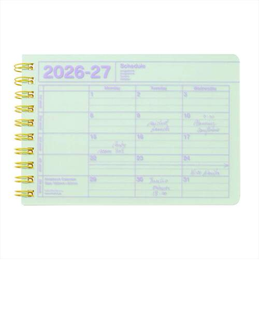 【2026年4月始まり】　マークス（MARK'S）　ノートブックカレンダー　XS　マンスリーブロック　26SDR-NB14-MI　ミント　月曜始まり