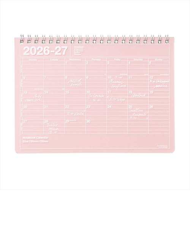 【2026年4月始まり】　マークス（MARK'S）　ノートブックカレンダー　Ｓ　マンスリーブロック　26SDR-NB2-PK　ピンク　月曜始まり