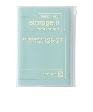 【2026年3月始まり】　マークス（MARK'S）　ストレージイット　テクスチャー　B6変型　マンスリーブロック　26SDR-CMU03-MI　ミント　月曜始ま