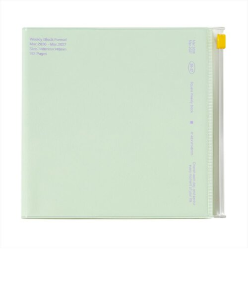 【2026年3月始まり】　マークス（MARK'S）　クリアスライドジッパー　Square148　ウィークリーブロック　26SDR-SB03-MI　ミント　月曜始