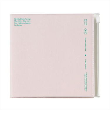 【2026年3月始まり】　マークス（MARK'S）　クリアスライドジッパー　Square148　ウィークリーブロック　26SDR-SB03-PK　ピンク　月曜始