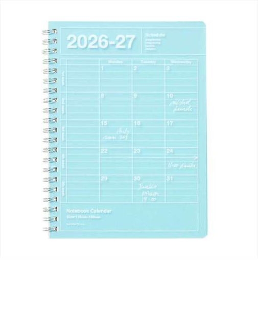 【2026年4月始まり】　マークス（MARK’S）　ノートブックカレンダー　Ｓ　縦型　マンスリーブロック　26SDR-NB11-BL　ブルー　月曜始まり