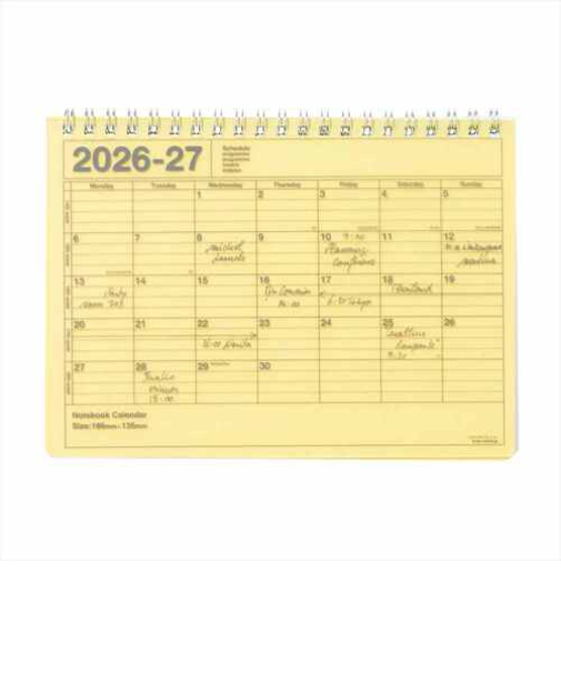 【2026年4月始まり】　マークス（MARK'S）　ノートブックカレンダー　Ｓ　マンスリーブロック　26SDR-NB2-YE　イエロー　月曜始まり