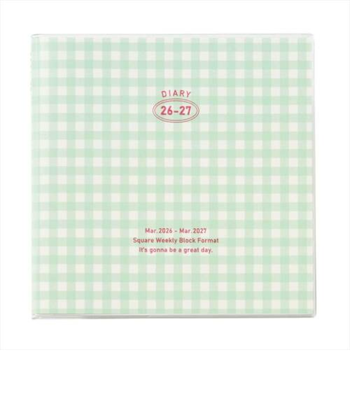 【2026年3月始まり】　マークス（MARK'S）　ギンガムチェック　Square148　ウィークリーブロック　26SDR-SB02-MI　ミント　月曜始まり