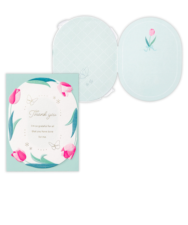 ホールマーク（Hallmark）　二つ折りカード　ありがとう　ダイカット　チューリップフレーム