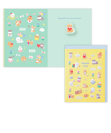 ホールマーク（Hallmark）　二つ折りカード　ありがとう　ぷっくりどうぶつ　ぷっくりいぬ
